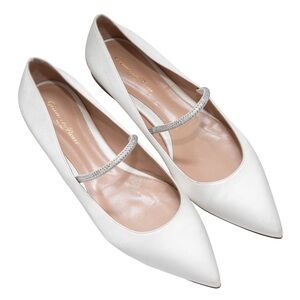 GIANVITO ROSSI POINTED-TOE MARY JANE BALLET FLATS SIZE 41